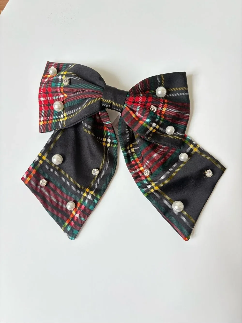 J. Crew Handmade Kids Bow Trio - Pink Satin, Black Satin & Tartan Pearl